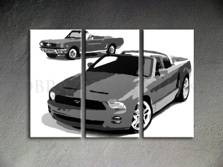 Ručne maľovaný POP Art FORD MUSTANG 3 dielny 120x80cm fm2 - AHD26104 ()