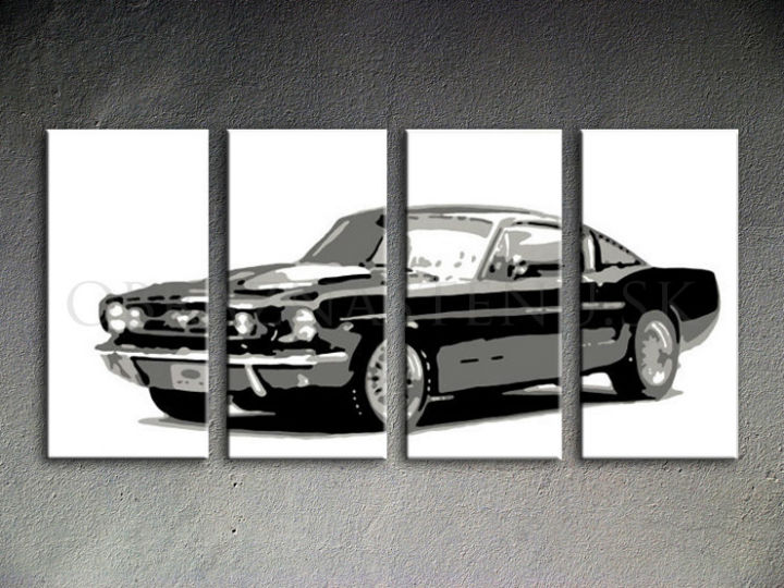 Ručne maľovaný POP Art Ford Mustang 4 dielny 160x80cm fm - AHD26105 ()