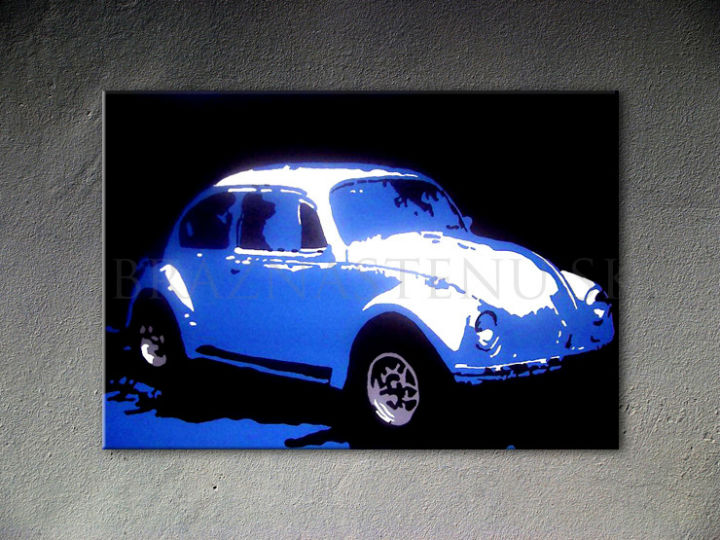 Ručne maľovaný POP Art Volkswagen Beetle 1 dielny 70x100cm k - AHD26292