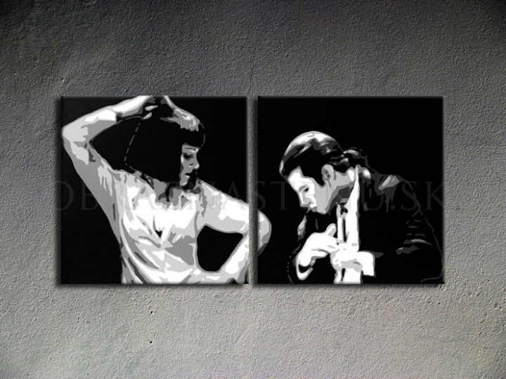 Ručne maľovaný POP Art Pulp Fiction 2 dielny 100x50cm pulp3 - AHD26237