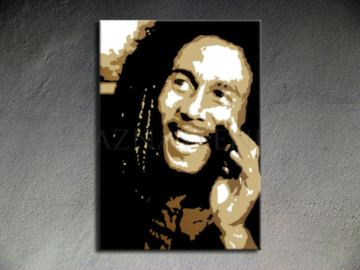 Ručne maľovaný POP Art Bob Marley 1 dielny 70x100cm bm - AHD26043