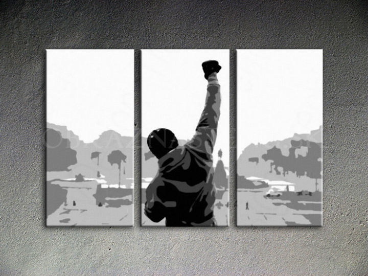 Ručne maľovaný POP Art ROCKY 3 dielny 120x80cm rocky2 - AHD26249 ()
