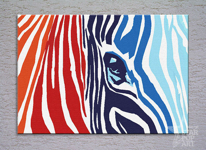 Ručne maľovaný POP Art COLOURS 1 dielny 100x70cm zebra - AHD26066