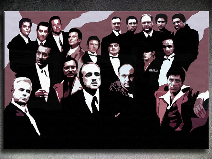Ručne maľovaný POP Art The Mafia Family 1 dielny 120x80cm family2 - AHD26282 ()