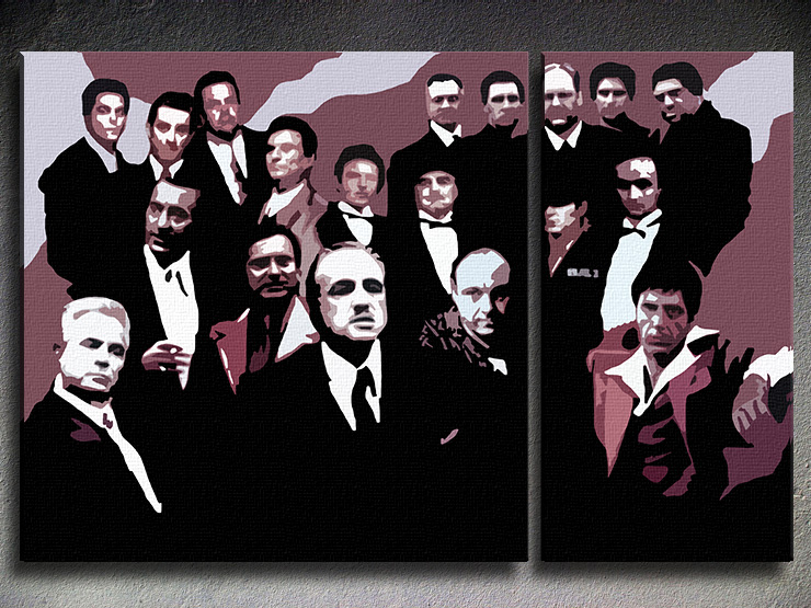 Ručne maľovaný POP Art The MAFIA Family 3 dielny 120x80cm family - AHD26283 ()