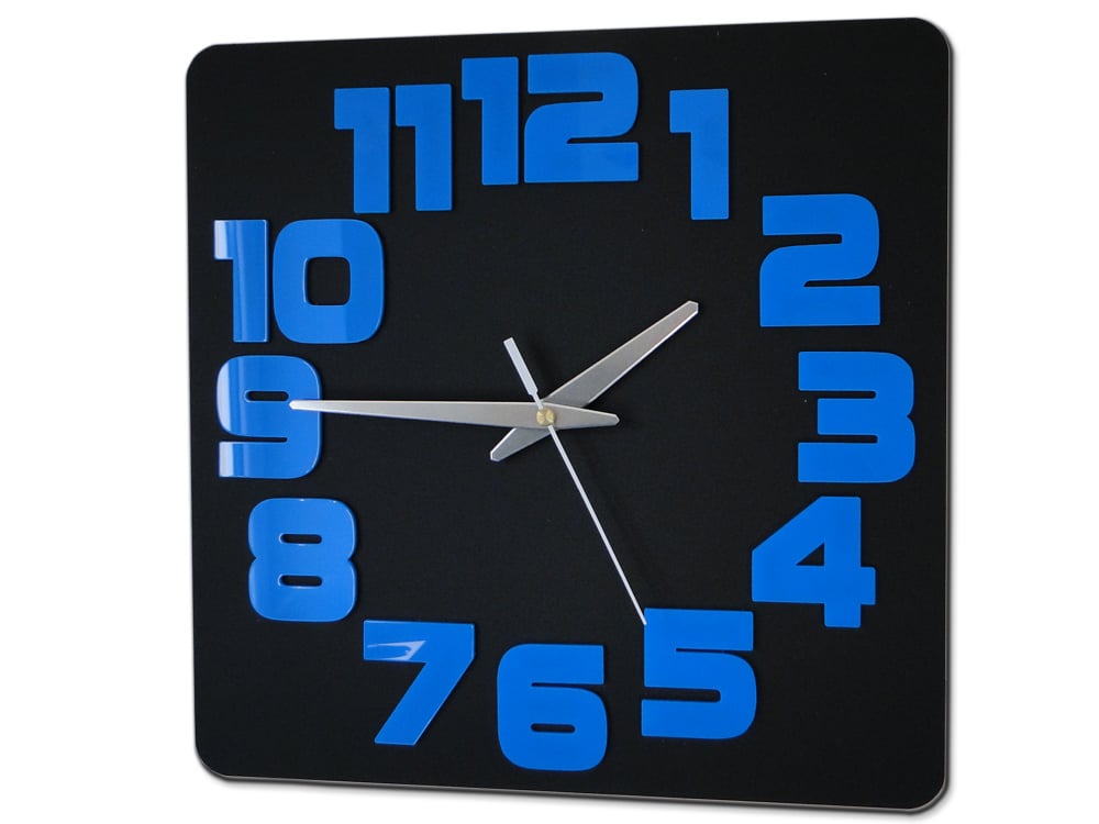 Moderné nástenné hodiny LOGIC BLACK-BLUE blackblue