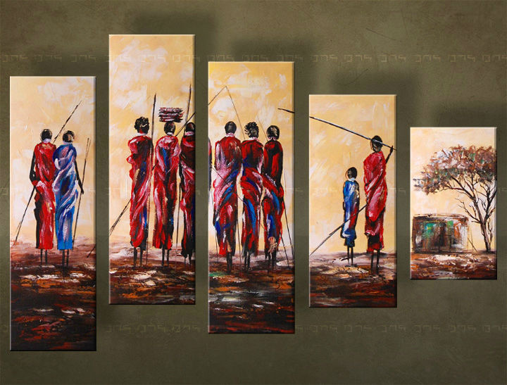 Ručne maľovaný obraz "DO 24 HODÍN" AFRIKA 150x100 cm