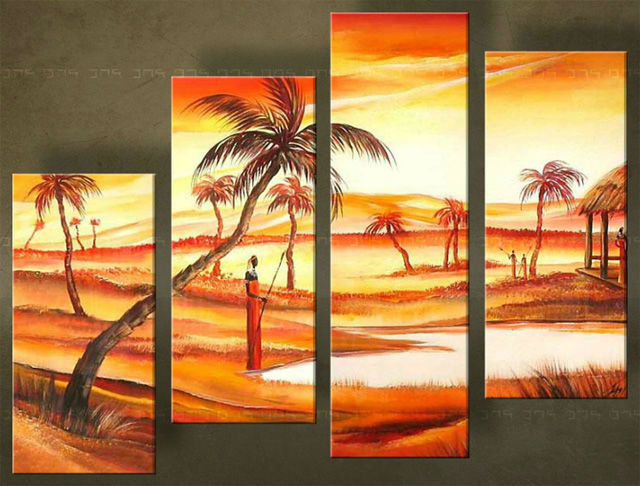 Ručne maľovaný obraz Zľava 29 %  AFRIKA 4 dielny 160x110 cm 2990FA/24h
