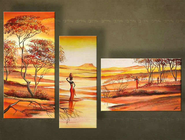 Ručne maľovaný obraz Zľava 25 %  AFRIKA 3 dielny 170x110 cm 3263FA/24h