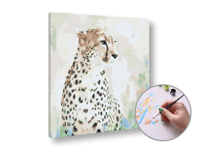Maľovanie podľa čísel GEPARD NA LOVE – nízka náročnosť 50×50 cm