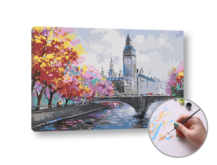 Maľovanie podľa čísel JESEŇ V LONDÝNE – stredná náročnosť 60×40 cm