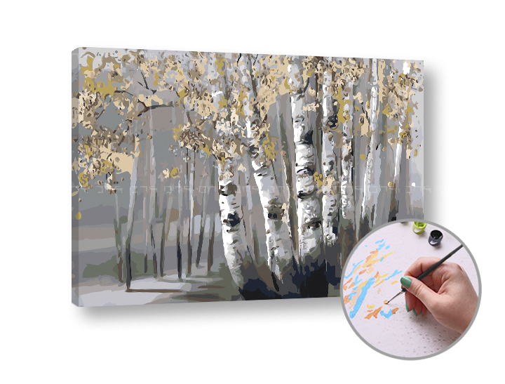 Maľovanie podľa čísel BREZOVÝ HÁJ – vysoká náročnosť 60×40 cm