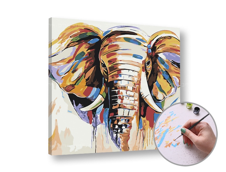 Maľovanie podľa čísel SLON– stredná náročnosť 50×50 cm