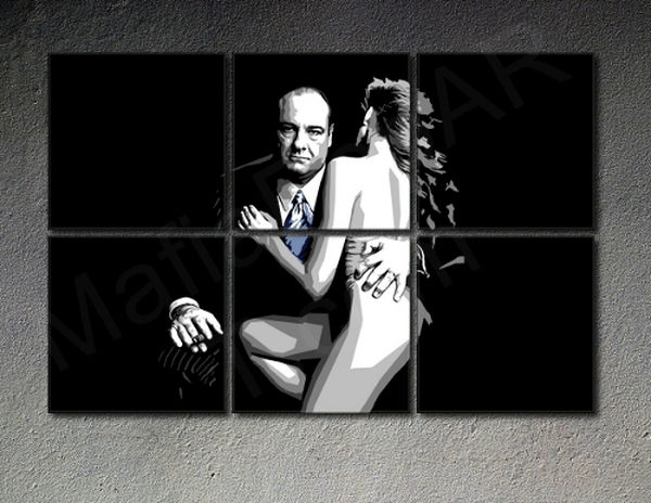Ručne maľovaný POP Art obraz SOPRANOS 6 dielny  sop2 - 150x100 cm  