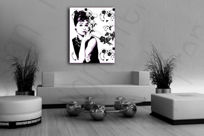 Ručne maľovaný POP Art obraz Audrey Hepburn  ah5 - 90x120 cm