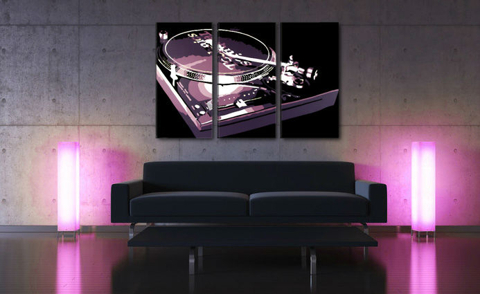 Ručne maľovaný POP Art obraz DJ 3 dielny  dj - 90x60 cm