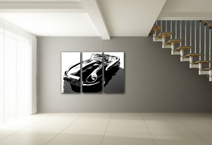 Ručne maľovaný POP Art obraz JAGUAR 3 dielny  jag - 60x40 cm
