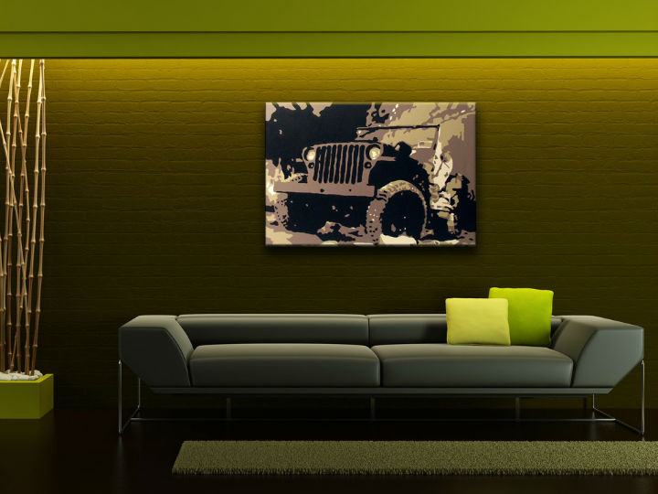 Ručne maľovaný POP Art obraz JEEP  jeep - 120x80 cm