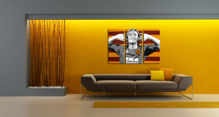 Ručne maľovaný POP Art obraz Francesco Totti 3 dielny  tot - 120x80 cm  