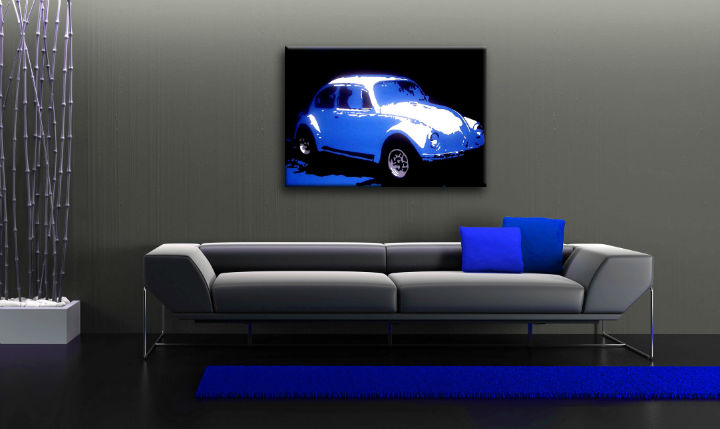 Ručne maľovaný POP Art obraz Volkswagen Beetle  k - 100x70 cm