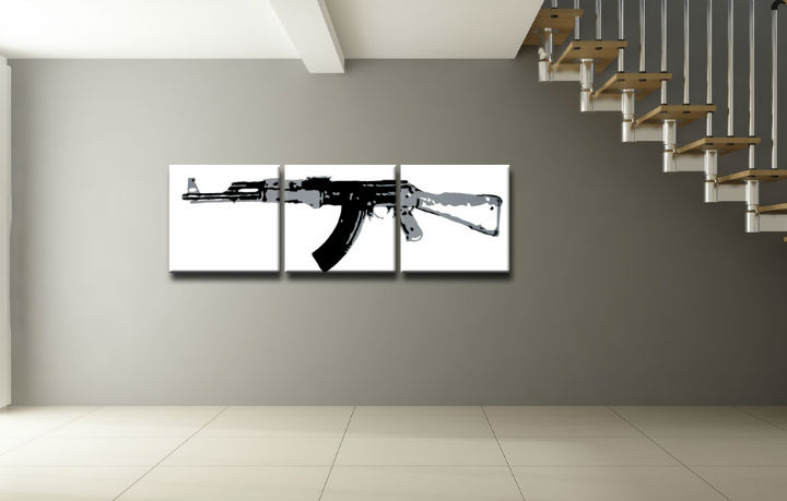 Ručne maľovaný POP Art obraz Kalashnikov