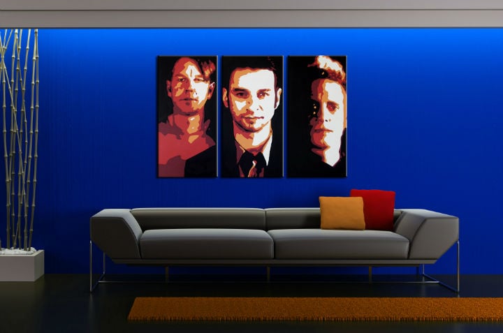 Ručne maľovaný POP Art obraz Depeche Mode 3 dielny  dep2 - 120x80 cm  