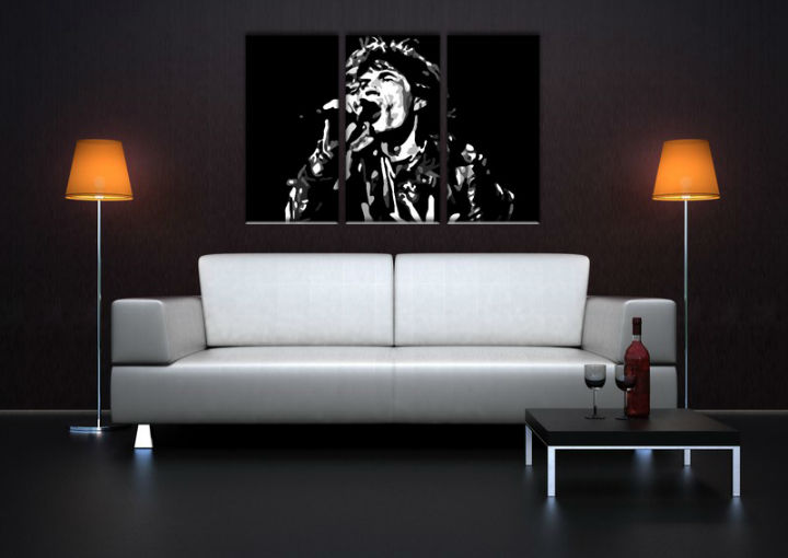 Ručne maľovaný POP Art obraz Mick Jagger 3 dielny  mick - 60x40 cm