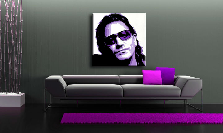 Ručne maľovaný POP Art obraz Bono-U2  bono3 - 100x100 cm