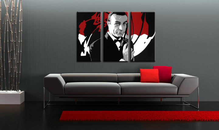 Ručne maľovaný POP Art obraz James Bond 3 dielny  bond2 - 150x100 cm
