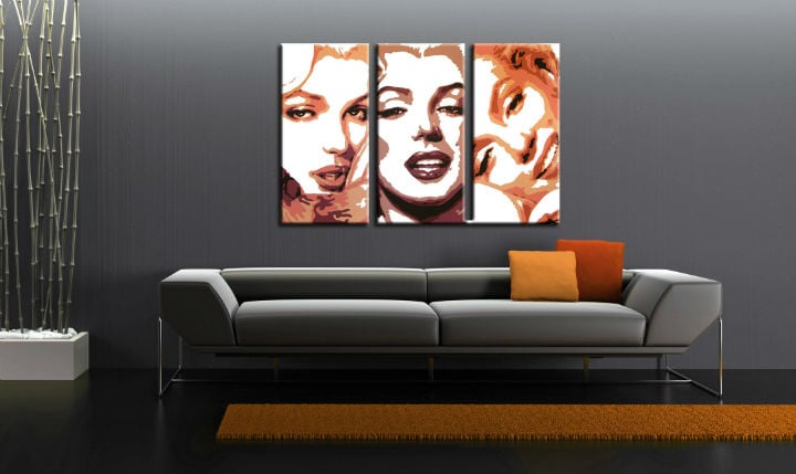 Ručne maľovaný POP Art obraz Marilyn Monroe 3 dielny  mon2 - 150x100 cm
