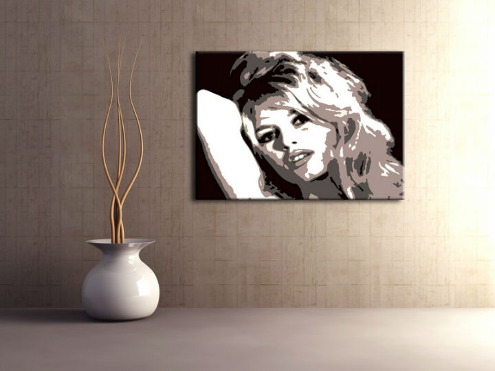 Ručne maľovaný POP Art obraz Brigitte Bardot  bar - 100x70 cm