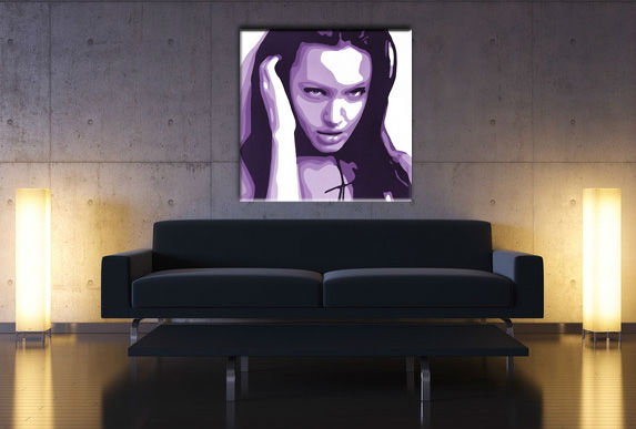 Ručne maľovaný POP Art obraz Angelina Jolie  aj2 - 50x50 cm