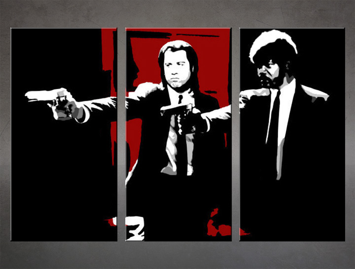 Ručne maľovaný POP Art obraz Pulp Fiction 3 dielny  pulp5 - 120x80 cm  