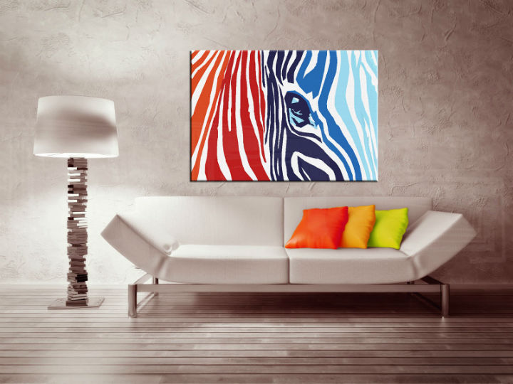 E-shop Ručne maľovaný POP Art obraz COLOURS zebra