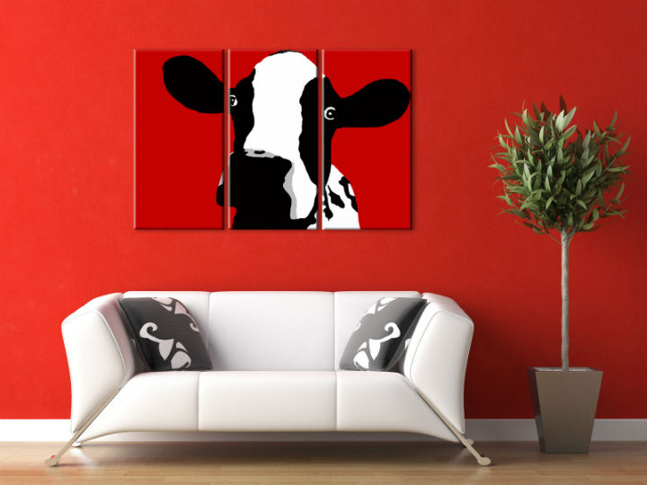 Ručne maľovaný POP Art obraz Cow 3 dielny  cow