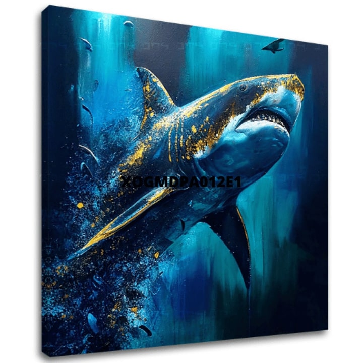 E-shop Dekoratívna maľba na plátne - PREMIUM ART - Shark Force in Dark Water
