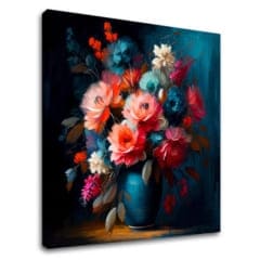 Dizajnová dekorácia na plátne Rozkvitnutie vo farbách lásky | 100x100 cm