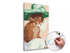 Maľba podľa čísel ŽENA V ZELENOM Klobúku | nízka náročnosť