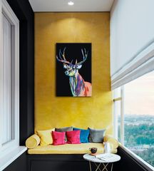 Maľovanie podľa čísel FAREBNÝ DEER | nízka obtiažnosť SPECIAL BLACK EDITION