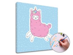 Maľovanie podľa čísel PINK LAMA SINGLE CUT | nízka náročnosť