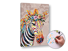 Maľovanie podľa čísel ZEBRA S KVETMI | stredná náročnosť