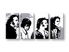Ručne maľovaný POP Art obraz Beatles 4 dielny  bea5