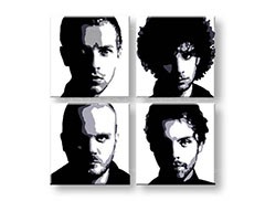 Ručne maľovaný POP Art obraz Coldplay 4 dielny  cp