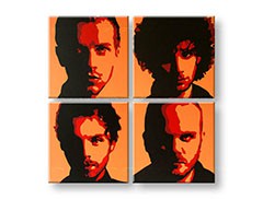 Ručne maľovaný POP Art obraz Coldplay 4 dielny  cp2