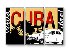 Ručne maľovaný POP Art obraz Cuba 3 dielny  cuba
