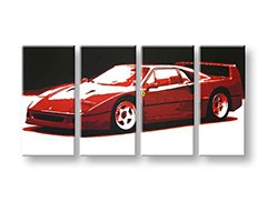 Ručne maľovaný POP Art obraz FERRARI F40 4 dielny  fer | rôzne rozmery