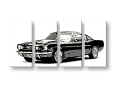 Ručne maľovaný POP Art obraz Ford Mustang 4 dielny  fm