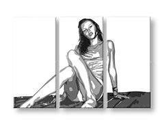 Ručne maľovaný POP Art obraz Kate Moss 3 dielny  km2