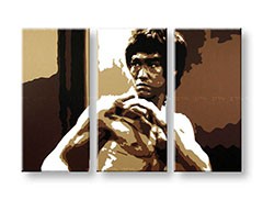 Ručne maľovaný POP Art obraz AL Bruce Lee 3 dielny  lee