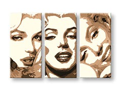Ručne maľovaný POP Art obraz Marilyn MONROE 3 dielny  mon1